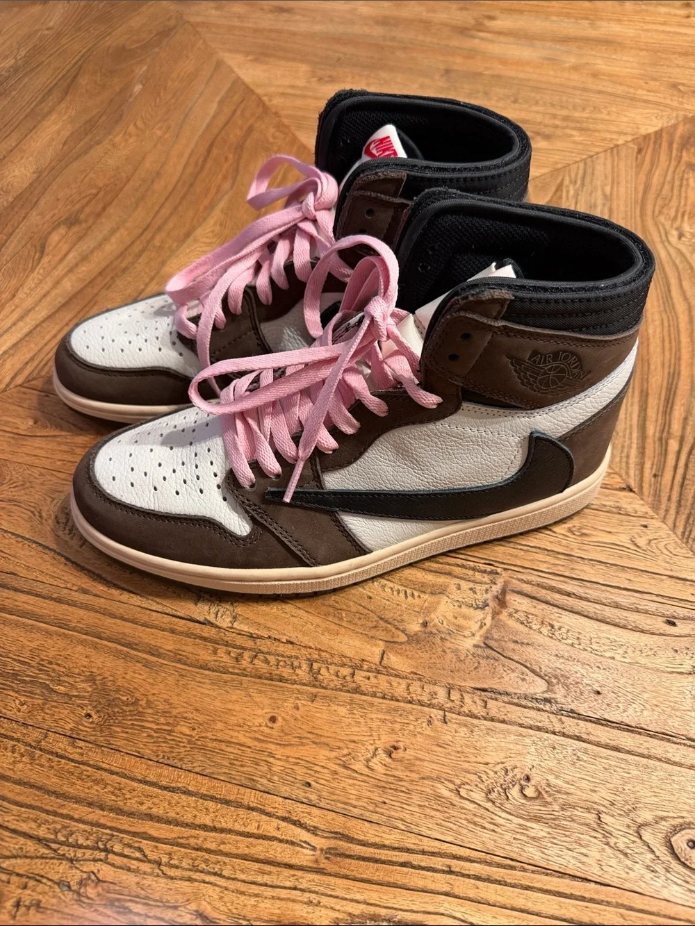 Nike Travis Scott Air Jordyn sneakers. Knock offs, but they look legit.